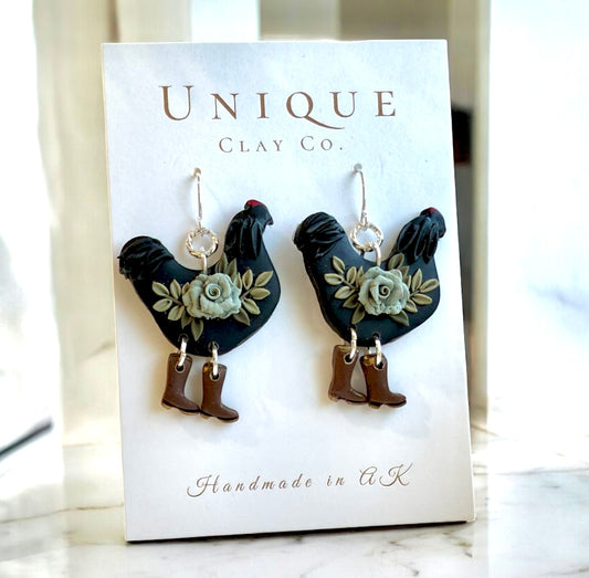 Black floral Hens