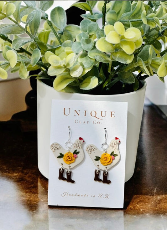 White floral chickens